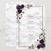 Plum Paars Gold Floral Waterverf marmer Wedding (Voorkant / Achterkant)