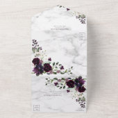 Plum Paars Gold Waterverf Marble Fall Wedding All In One Uitnodiging (Buitenkant)