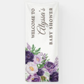 Plum Paars Greenery White Baby shower Spandoek (Verticaal)