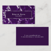 Plum Paars Marble en Metallic Silver Design Visitekaartje (Voorkant / Achterkant)