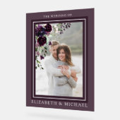 Plum Paars Mauve Floral Waterverf Foto bruiloft Acryl Bord (Hoek)