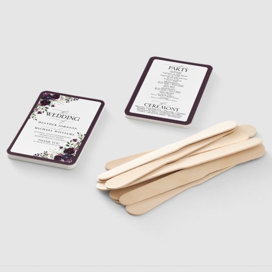 Plum Paars Mauve Floral Waterverf Programme Handwaaier