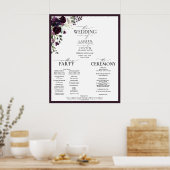 Plum Paars Mauve Floral Waterverf Programme Poster (Keuken)