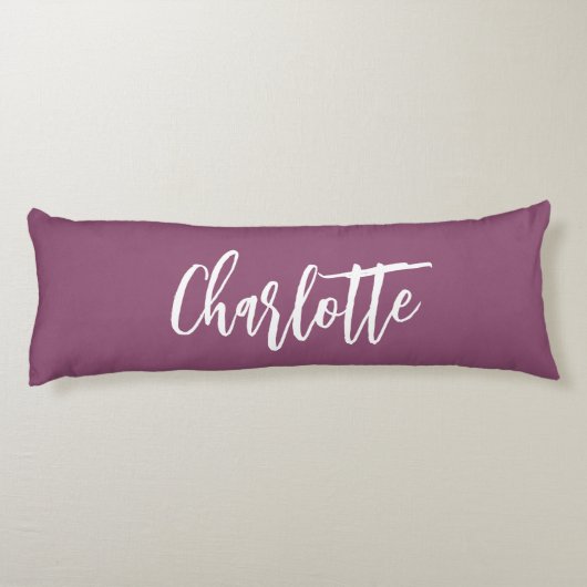 Plum paars name script lichaamskussen (Achterkant)