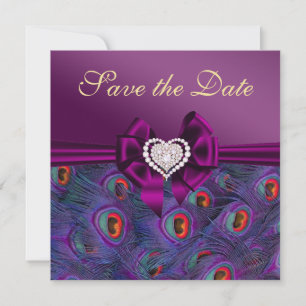 Plum Paars Peacock sparen de Datum Save The Date
