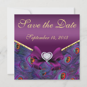 Plum Paars Peacock sparen de Datum Save The Date