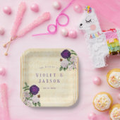 Plum Paars Peony Musical Wedding Papieren Bordje (Feest)