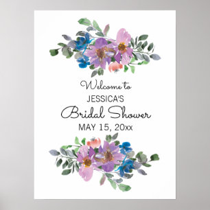 Plum Paars Pink Floral White Vrijgezellenfeest Sig Poster