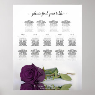 Plum Paars Roos 14 Table Wedding Seating Chart Poster