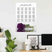 Plum Paars Roos 20 Table Wedding Seating Chart Poster (Thuiskantoor)