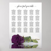 Plum Paars Roos 20 Table Wedding Seating Chart Poster (Voorkant)