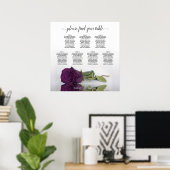 Plum Paars Roos 7 Table Wedding Seding Chart Poster (Thuiskantoor)