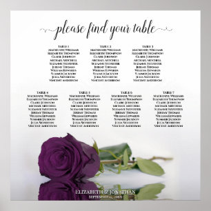 Plum Paars Roos 7 Table Wedding Seding Chart Poster