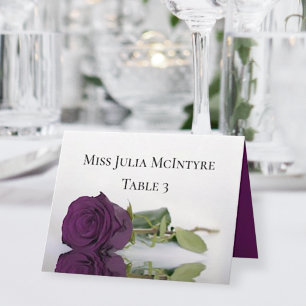 Plum Paars Roos Wedding DIY Fold Place Card Kaart