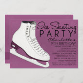 Plum Paars Schaats Mates Ice Skating Birthday Part Kaart (Voorkant / Achterkant)