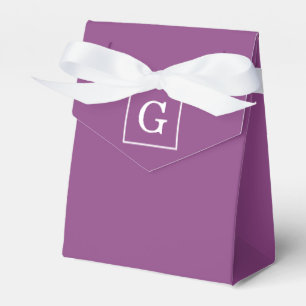 Plum Paars White Framed Initiaal Monogram Bedankdoosjes