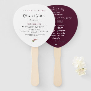 Plum Paarse Bloemen Trouwprogramma Hand Fans Handwaaier