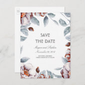 Plum Paarse Bloemen Waterverven Boho Bewaar de dat Aankondigingskaart (Voorkant / Achterkant)