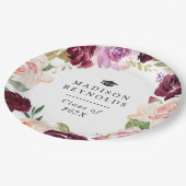 Plum Paarse Blush Bloemen Afstuderen Diner Party Papieren Bordje (Gekanteld)