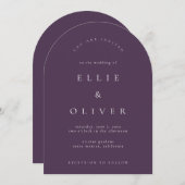 Plum Paarse Boho Arch I Modern Wedding Kaart (Voorkant / Achterkant)