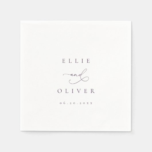 Plum Paarse Boho Wedding Modern Cocktail I Servet (Voorkant)