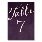 Plum Paarse Chic Calligrafie Tafelnummers (Achterkant)