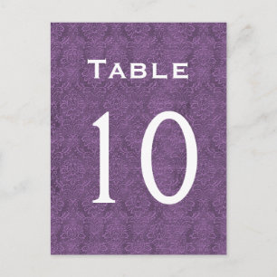 Plum Paarse Damask Trouwtafel nummer 10 C209 Briefkaart