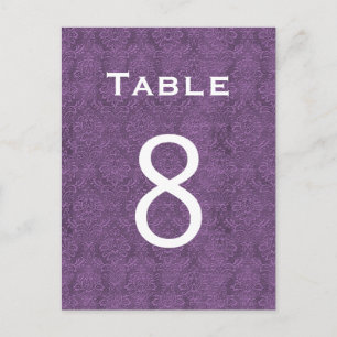 Plum Paarse Damask Trouwtafel nummer 8 C207 Briefkaart
