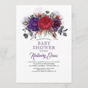 Plum Paarse en Bourgondische Bloemen Herfst Baby s Kaart