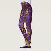 Plum Paarse en gouden marmeren textuur ontwerp Leggings (Links)