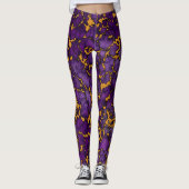 Plum Paarse en gouden marmeren textuur ontwerp Leggings (Voorkant)