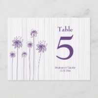 Plum paarse floral strepen trouwtentafelnummer