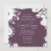 Plum Paarse Floral Wedding Invitations Kaart (Voorkant)