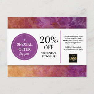 Plum Paarse Goud Custom Coupon Korting Briefkaart
