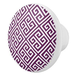 Plum Paarse Griekse Sleutel Keramische Knop