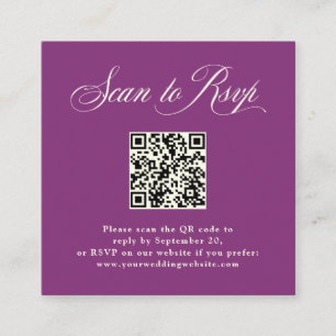 Plum Paarse Italiaanse elegantie RSVP met QR-cod Informatiekaartje