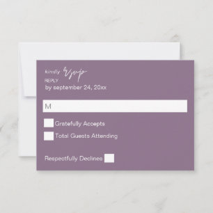 Plum Paarse MOD Calligraphy no Meal RSVP Kaartje