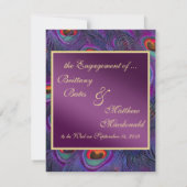 Plum Paarse Pauw Verloving Aankondiging (Achterkant)