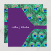 Plum Paarse Peacock bruiloft Kaart (Voorkant / Achterkant)