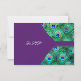 Plum Paarse Peacock Bruiloft RSVP