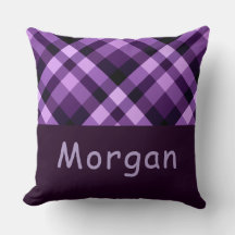 Plum Paarse Plaid Monogram Groot Sierkussen