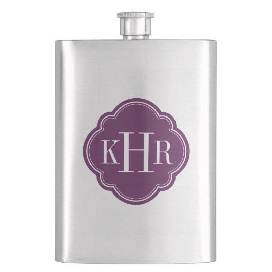 Plum Paarse Quatrefoil Custom Monogram Flacon (Voorkant)