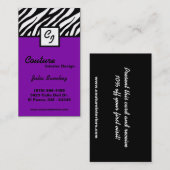 Plum Paarse Zebra Print Personaliseer Visitekaartj Visitekaartje (Voorkant / Achterkant)
