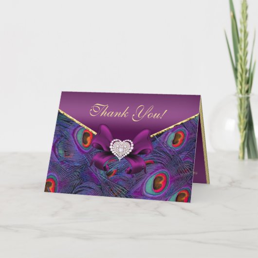 Plum Paarsste Peacock Dank u wel Bedankkaart (Voorkant)