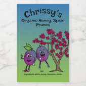 Plum Pals Funny Cartoon Prune Behoudt en Meer Voedselcontainer Etiket (Enkel label)