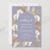 Plum Pampas Grass Arch Wedding Invitation Kaart (Voorkant)
