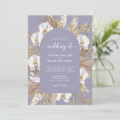 Plum Pampas Grass Arch Wedding Invitation Kaart (Staand voorkant)