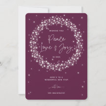 Plum Peace Love+Joy Sparking Lights Kerstmis