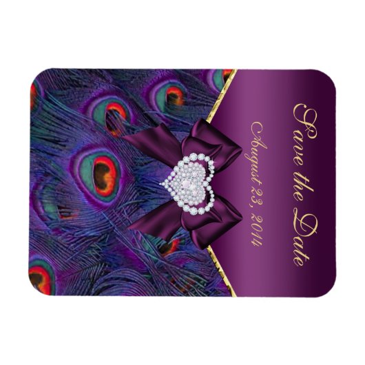 Plum Peacock Bewaar de datum Magneet (Horizontaal)