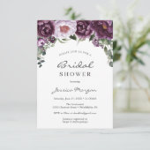 Plum Peonies Carte d'invitation à la douche nuptia (Debout devant)